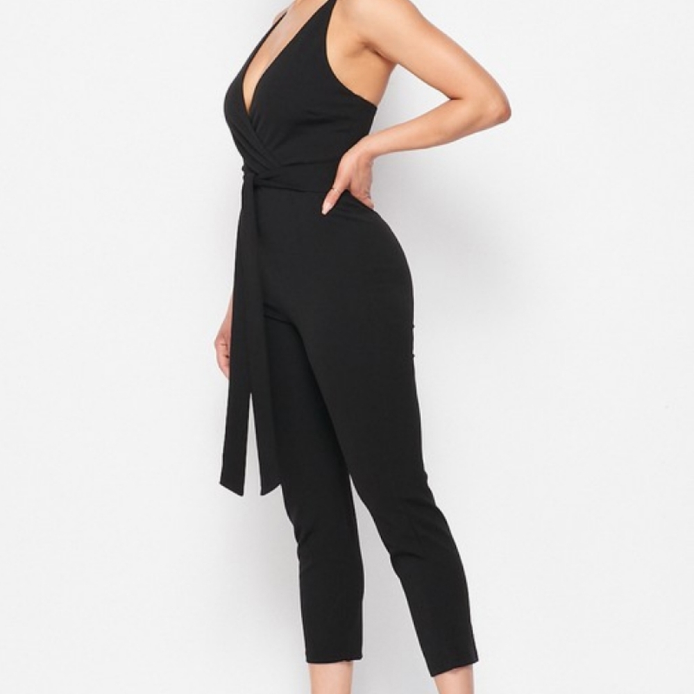 Waist Tie Sleeveless Jumpsuit - Picture 2 of 3